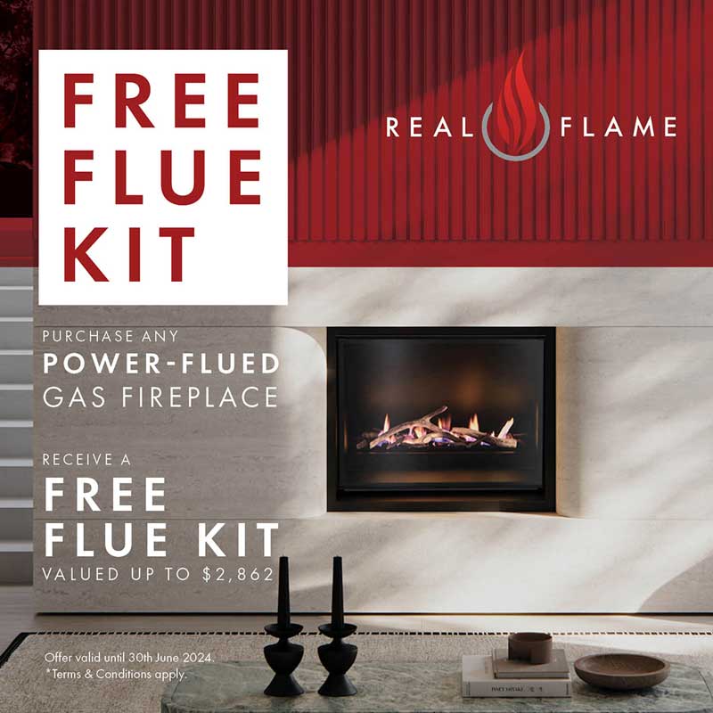 Real Flame Sale - Purchase a Power-Flued Gas Fire & receive a free Power Flue kit valued up to $2,862